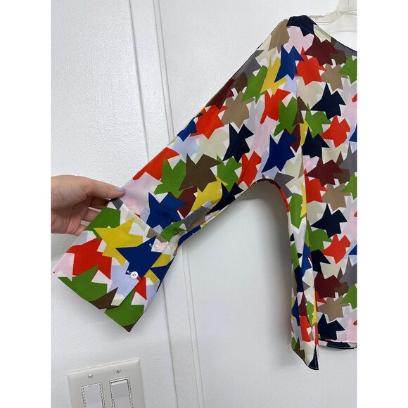 Akris Kinderstern Star Silk Top Rainbow Blouse Oversized Imi Knoebel Geo 12 - Picture 5 of 12